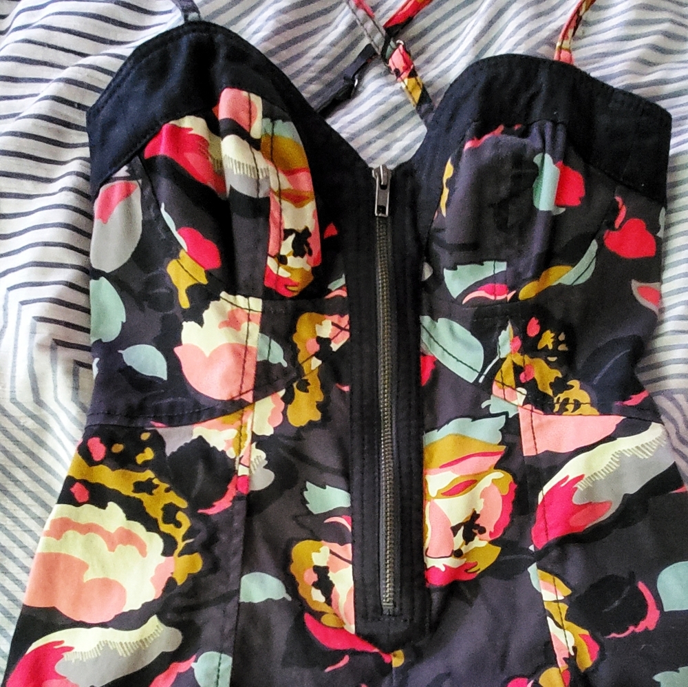 French Connection Zip-up Floral Mini dress Size 2